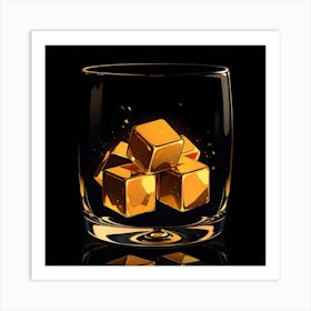Gold Cubes In A Glass Art Print
