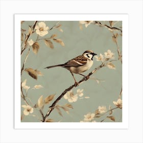 Sparrow On A Branch Art Print