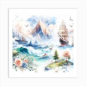 Sea collage Art Print