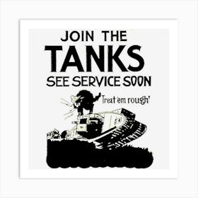 Join The Tanks Vintage Us Military Poster Design Art Print