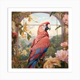 Macaw 4 Pink Jungle Animal Portrait Art Print