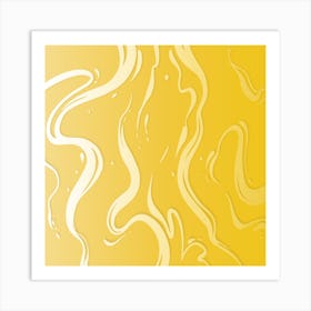 Summer Yellow Liquid Marble Art Print