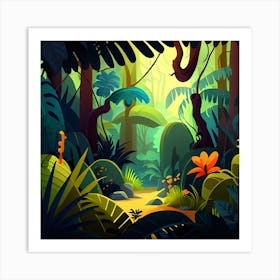 Jungle Rainforest Tropical Forest Jungle Scene Art Print