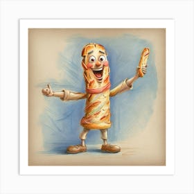 Man Holding A Breadstick Art Print