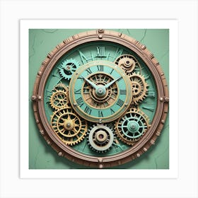 Steampunk Time Cubism Style Art Print