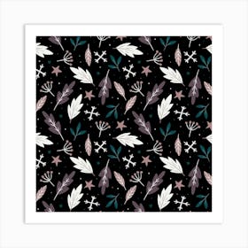 Autumn Leaves (Black Background) Art Print