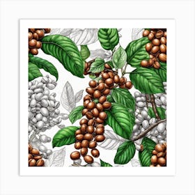 Coffee Beans Seamless Pattern 4 Art Print