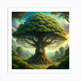 Giant Tree In A Fantasy Forest Art Print