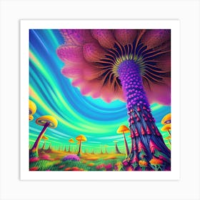 Psychedelic Mushroom Forest Art Print