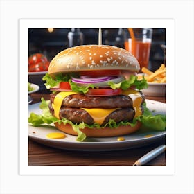 Hamburger On A Plate 165 Art Print