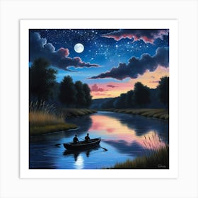 Night On The River 1 Art Print