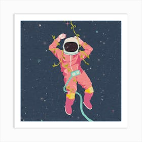 The Flying Astronaut Square Art Print