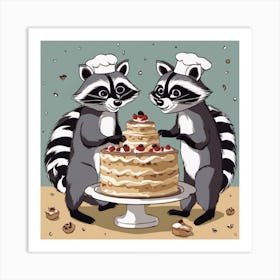 Raccoon Kitchen Art Art Print