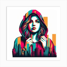 Girl In Hoodie Art Print