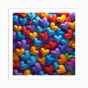 Colorful Hearts Art Print
