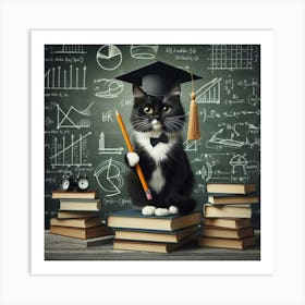 Graduation Cat Art Print