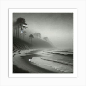 Fog On The Beach Art Print