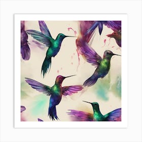 Watercolor Hummingbirds Art Print