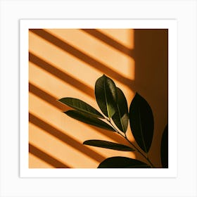 Plant On An Orange Wall Art Print