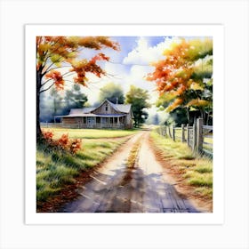 Watercolor Country Drive Way Studio Photography Complex Details High Detail Di Nickerson Style Art Print