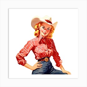 Retro Retro Cowgirl 6 Art Print