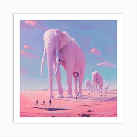 Elephants In The Desert Art Print