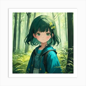 Anime Girl In The Forest 5 Art Print