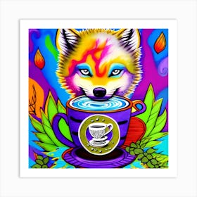 Fox In A Cup Art Print