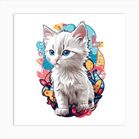 White Kitten Art Print