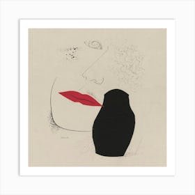 Woman With Red Lips Art Print