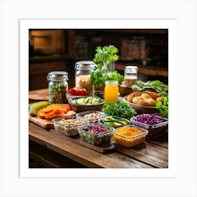 Healthy Food On A Wooden Table Art Print