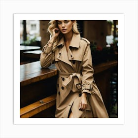 Woman In Trench Coat Art Print