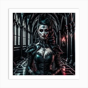 Gothic Girl In Castle Art Print