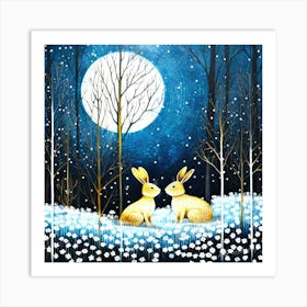 Rabbits Playing - Rabbits Habitat Art Print