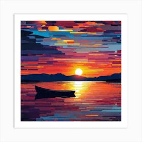 Sunset Boat 2 Art Print