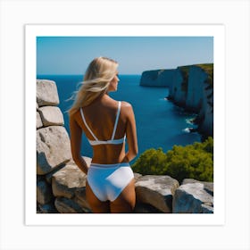 Back View Of Woman In Bikini Art Print