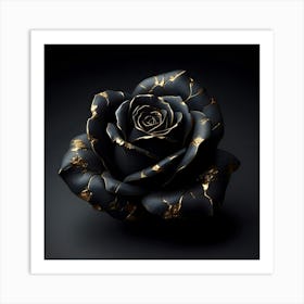 Black Gold Rose 3 Art Print