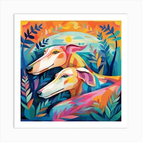 Two is company Greyhounds Art Print