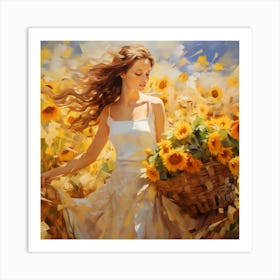 Sunflowers And Beauty Art Print