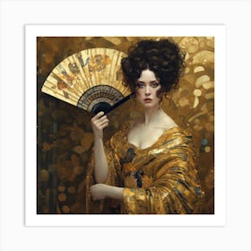 Woman With Fan, Gustav Klimt 4 Art Print