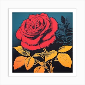 Rose 4 Pop Art Illustration Square Art Print