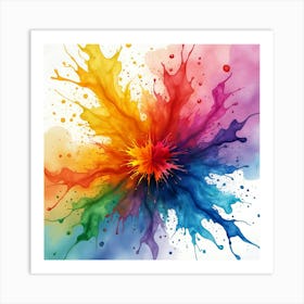 Vibrant watercolour splashe, a dynamic explosion of vivid colors Art Print