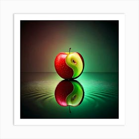 Firefly Apple, Red, Green, Yin Yang, Symbol, Light, Reflection, Surface, Balance, Harmony, Contrast, (10) Art Print