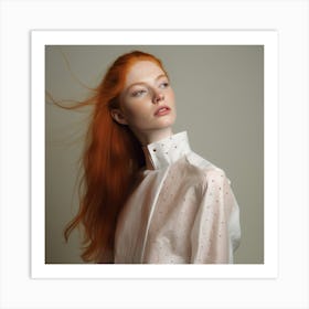 Portrait Of A Young Woman With Red Hair Art Print