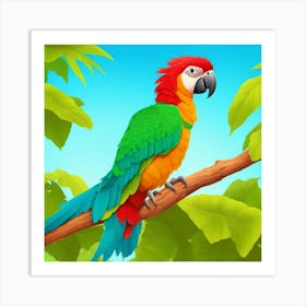 Parrot On A Branch 1 Art Print