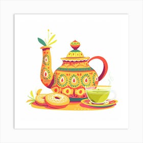 Teapot And Cookies Art Print