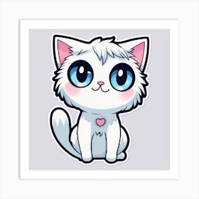 Cute White Cat Art Print