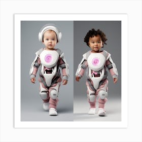 Two Children Dressed As Robots 1 Art Print