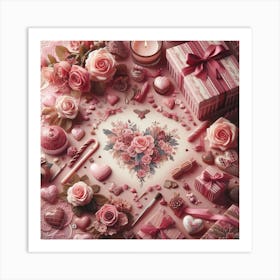 Valentine's Day, rose pattern Art Print