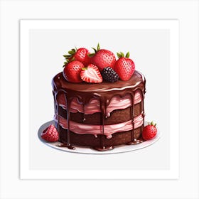 Chocolate Cake With Berries 5 Art Print